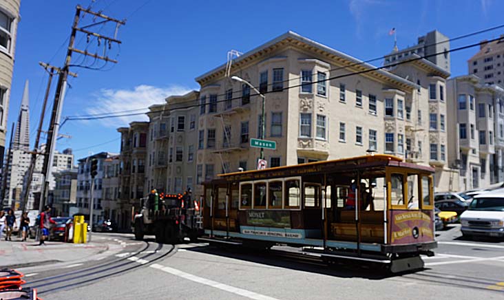 MUNI California cable car on tow